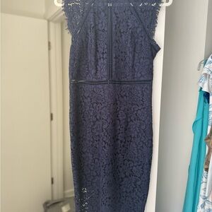 Navy Lace Midi Dress